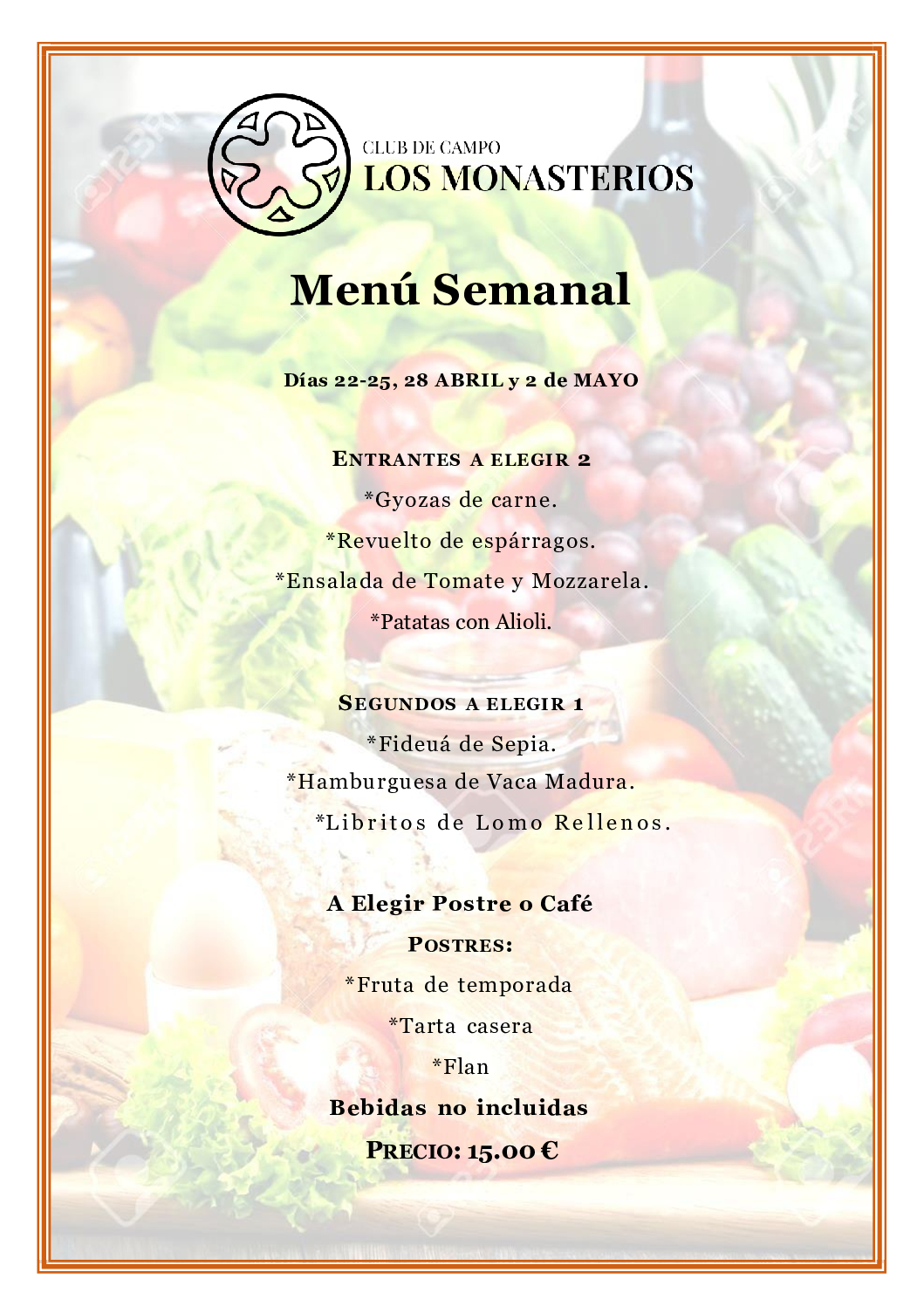 Menú 22-25, 28 de abril y 2 mayo