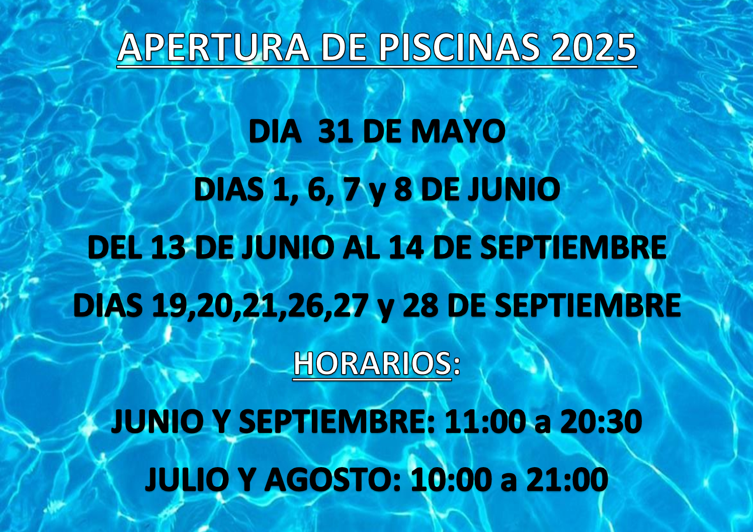 Horario piscinas