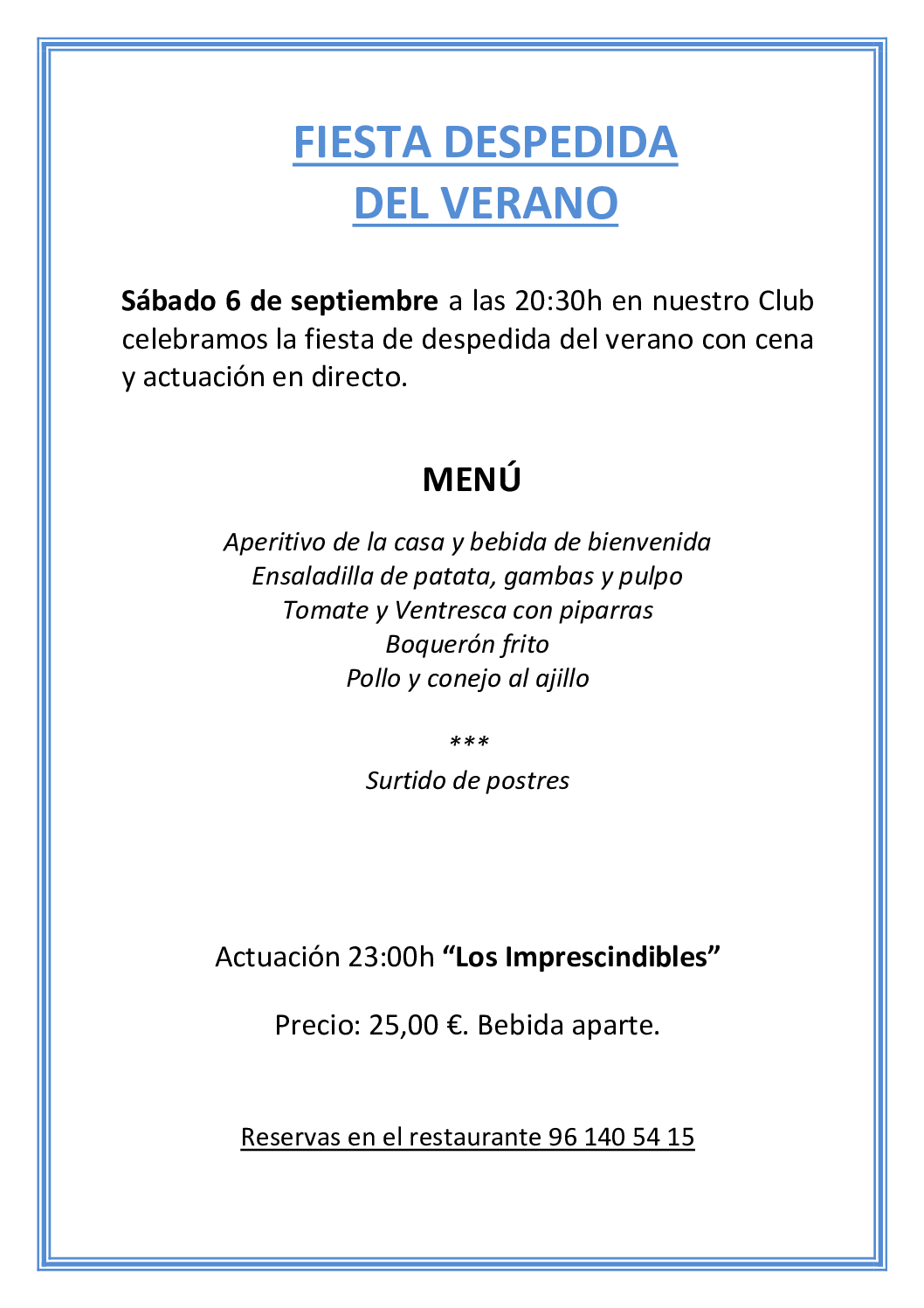 Cena final del verano