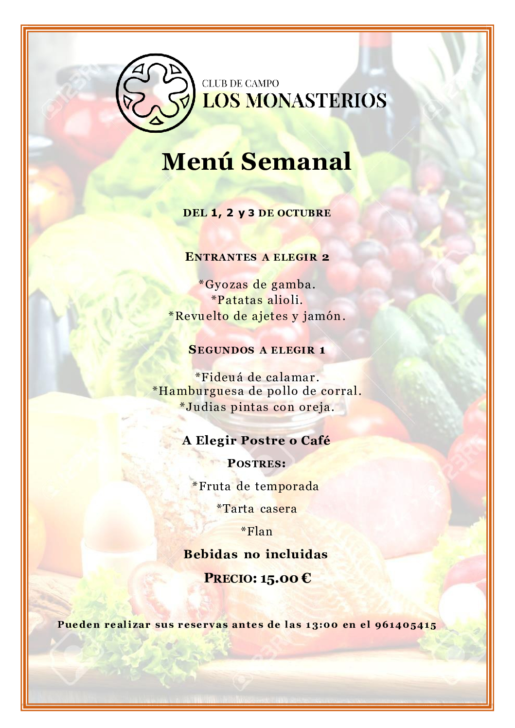 Menú semanal 1,2 y 3 octubre