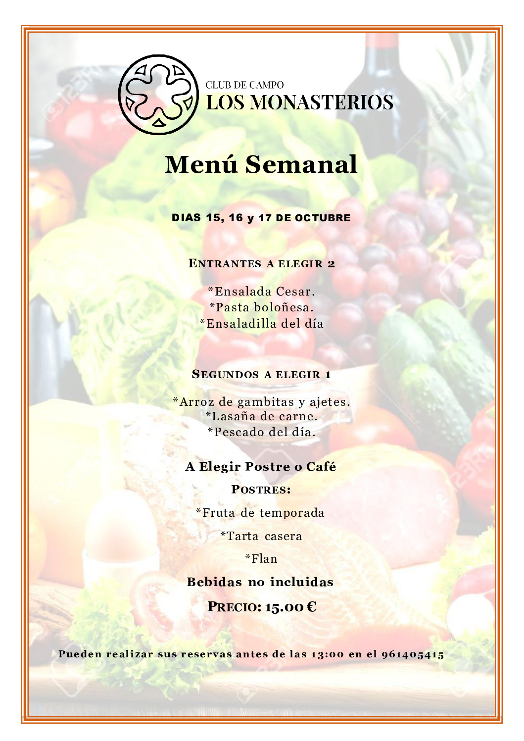 Menú semanal 15 al 17 octubre