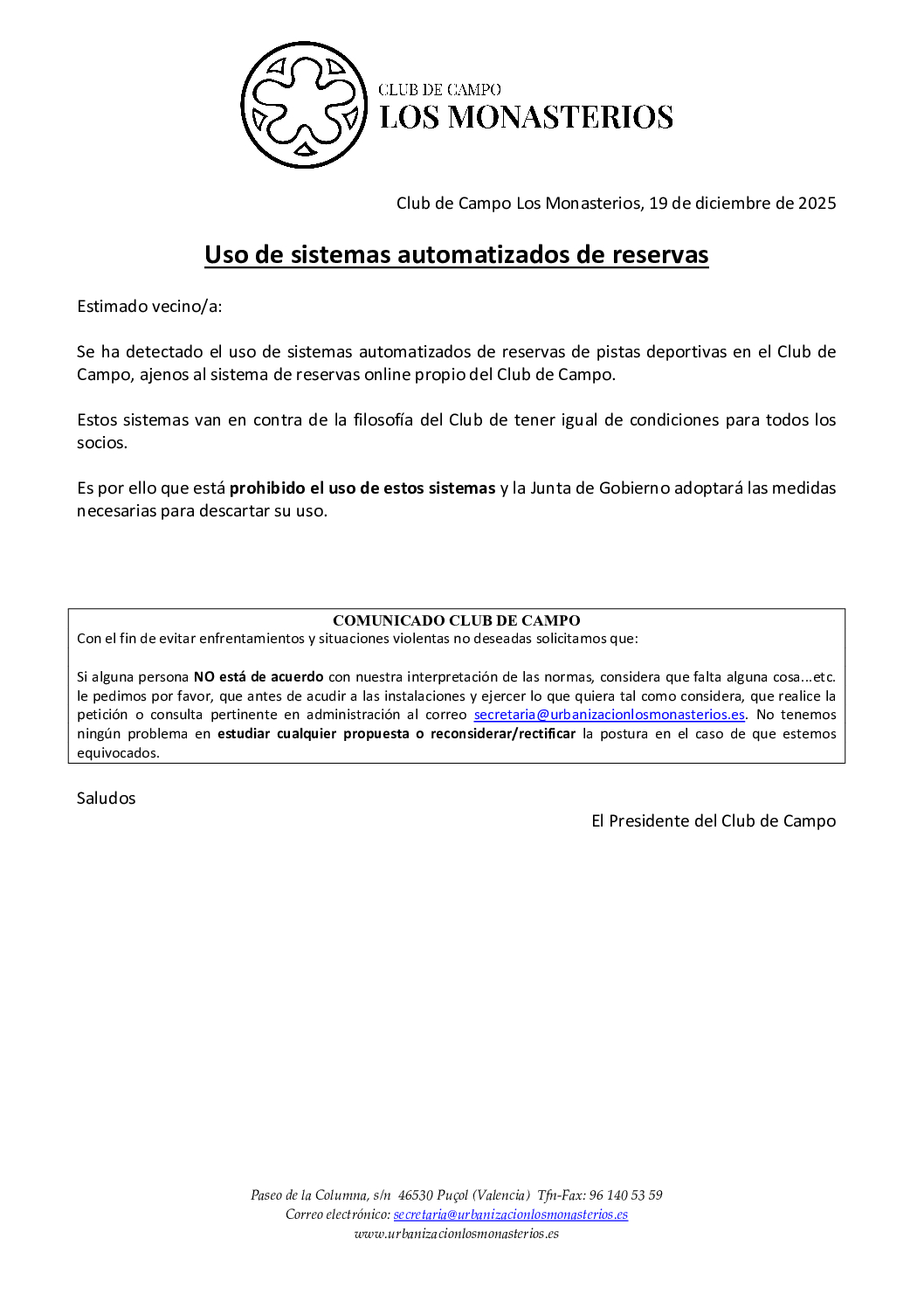 Uso de sistemas automatizados de reservas