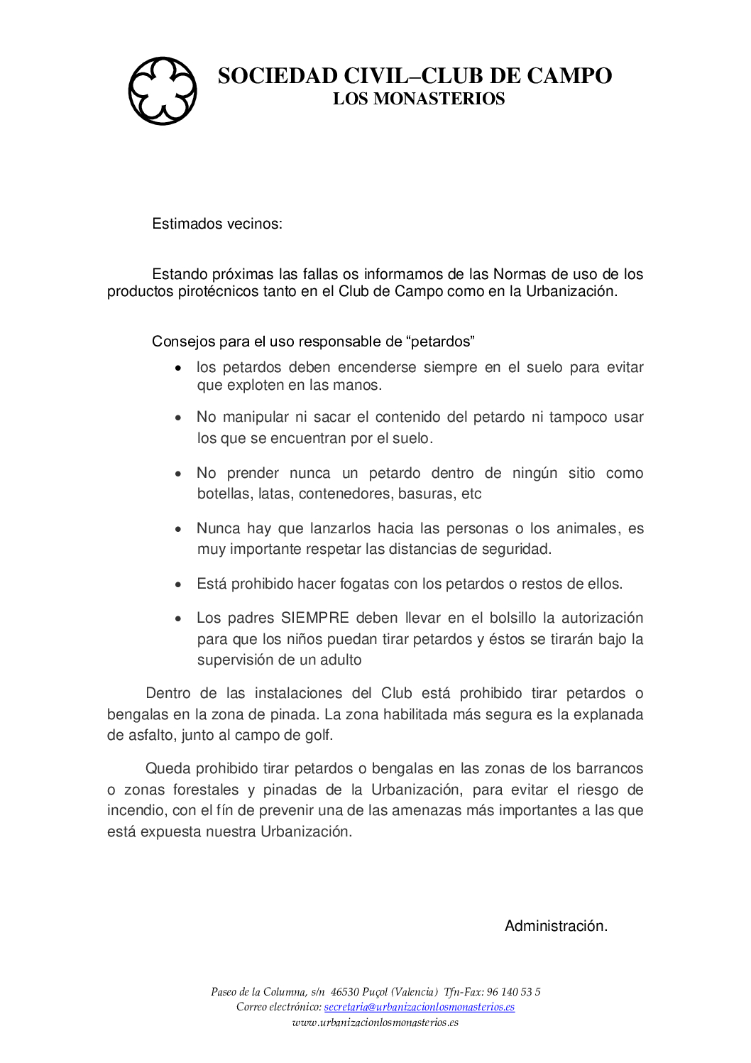 USO DE PETARDOS EN FALLAS