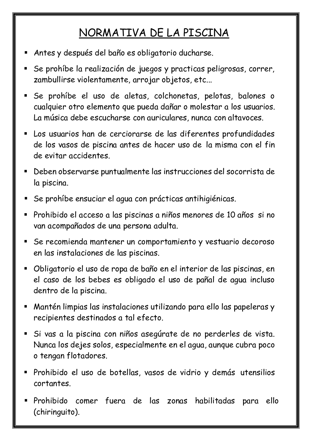NORMATIVA PISCINAS