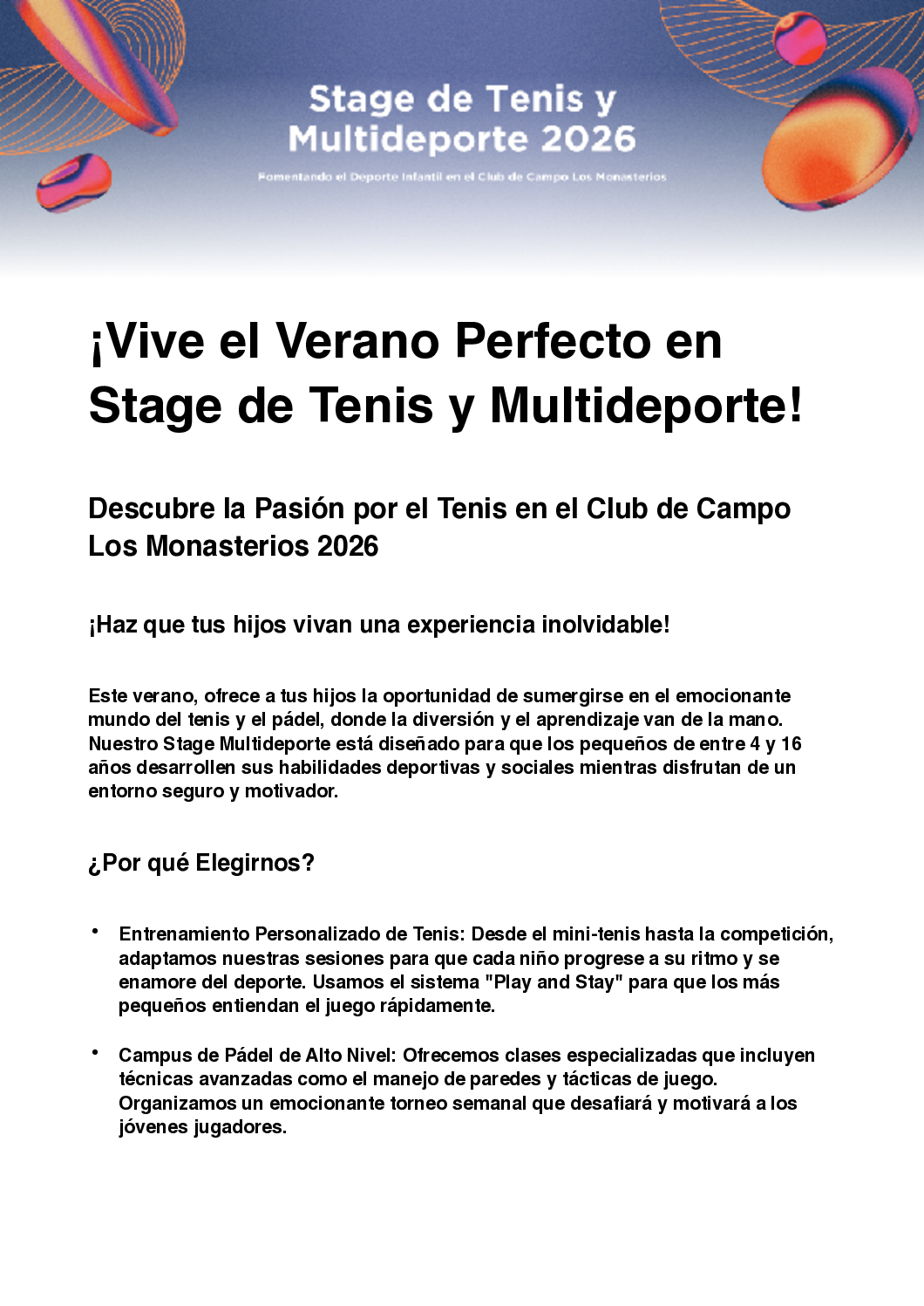 CAMPUS TENIS VERANO