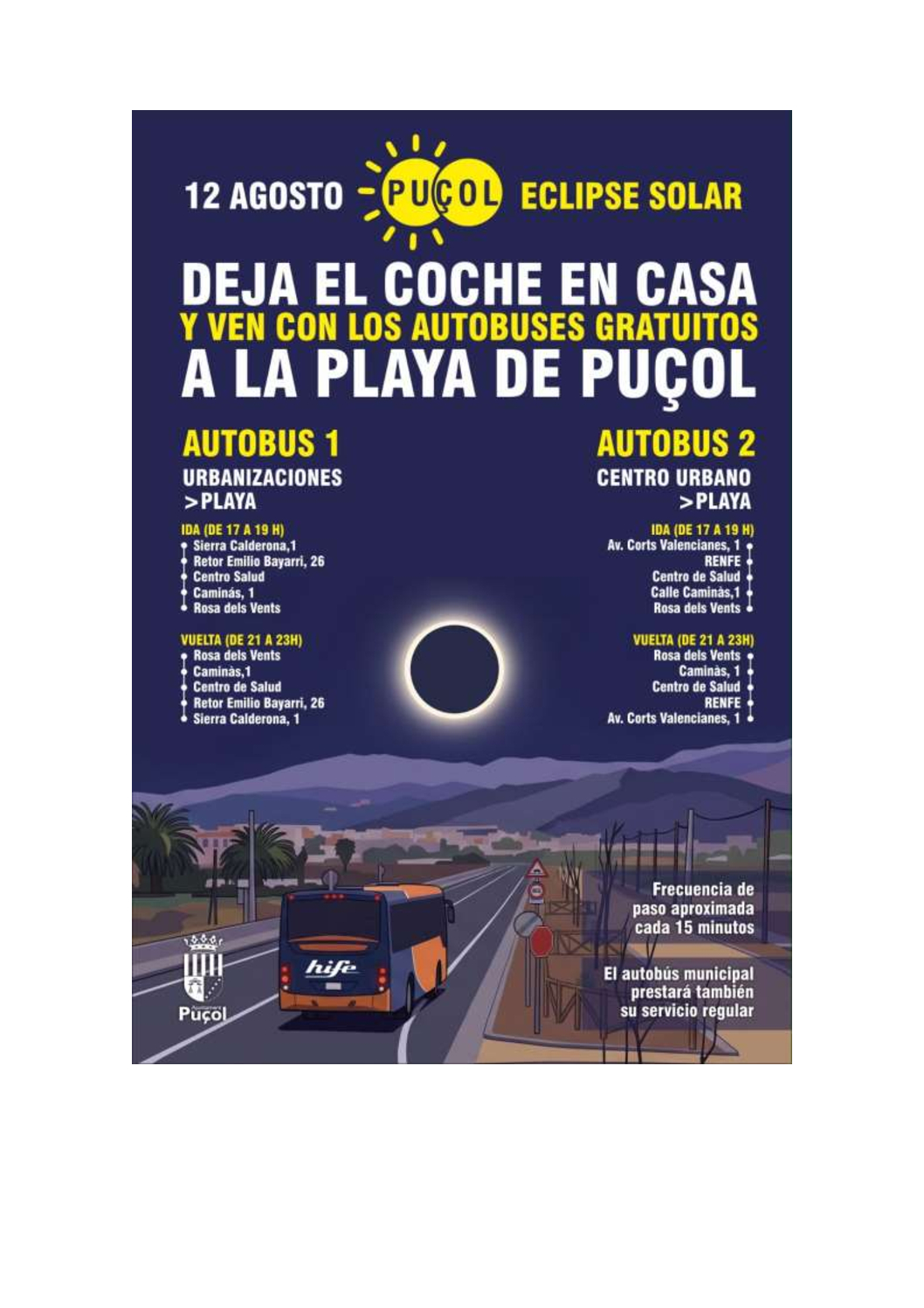 AUTOBUSES GRATUITOS – ECLIPSE SOLAR